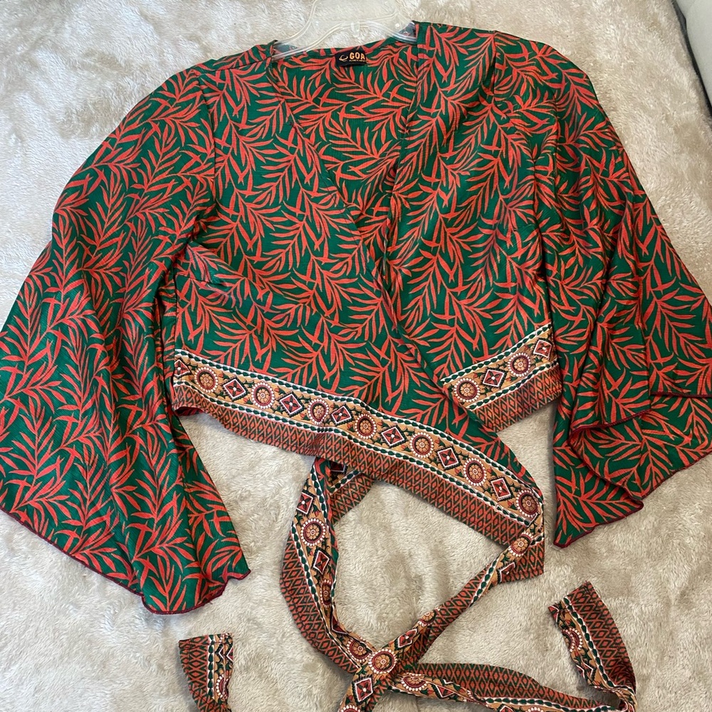 Goa Leaf Print Wrap Blouse